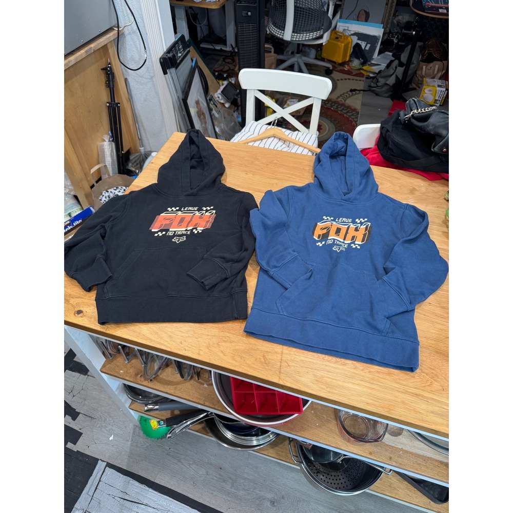 2 Fox Racing Kids Pullover Hoodie Bundle Black Blue Leave No Trace Youth Small
